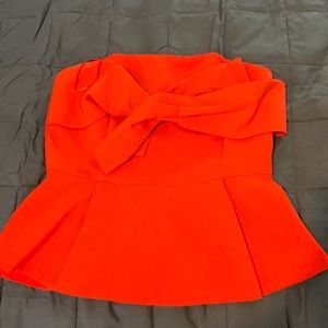 Red strapless evening top